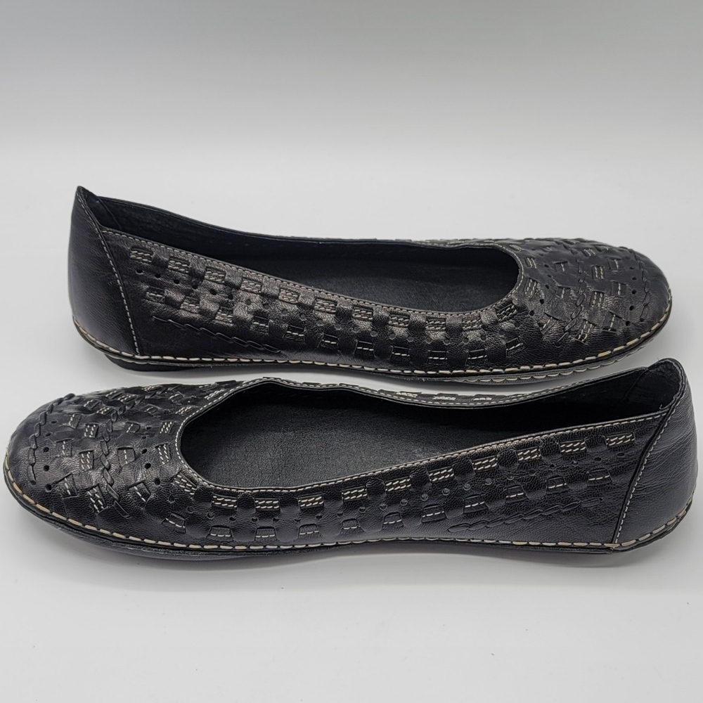 Me Too Black Woven Leather Ballet Flats Shoes size 9m